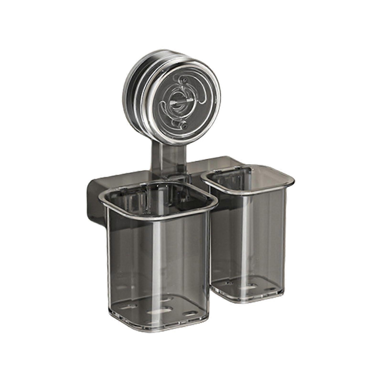 Toothbrush Holder with Powerful Suction Cup, Drill Wall Mounted Bathroom Organizer Rack