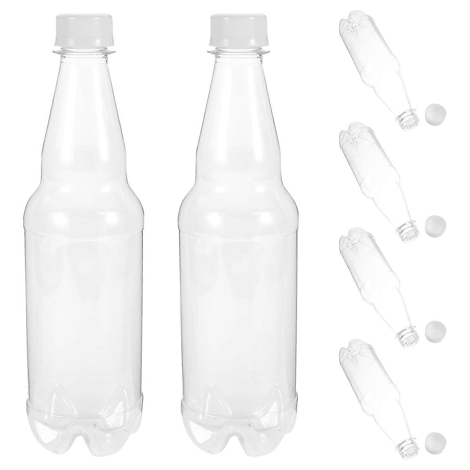 6pcs Transparent Clear Bottles Reusable Juice Bottles Multi-function Wine Bottles