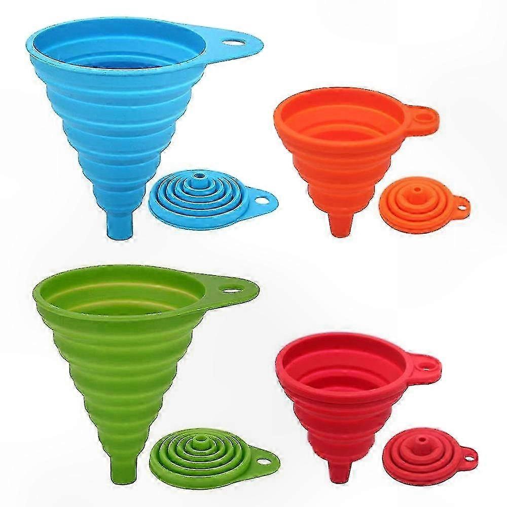 Foldable Silicone Funnel Set, 4-Pack Multi-Size Collapsible Funnels for Easy Storage and Use