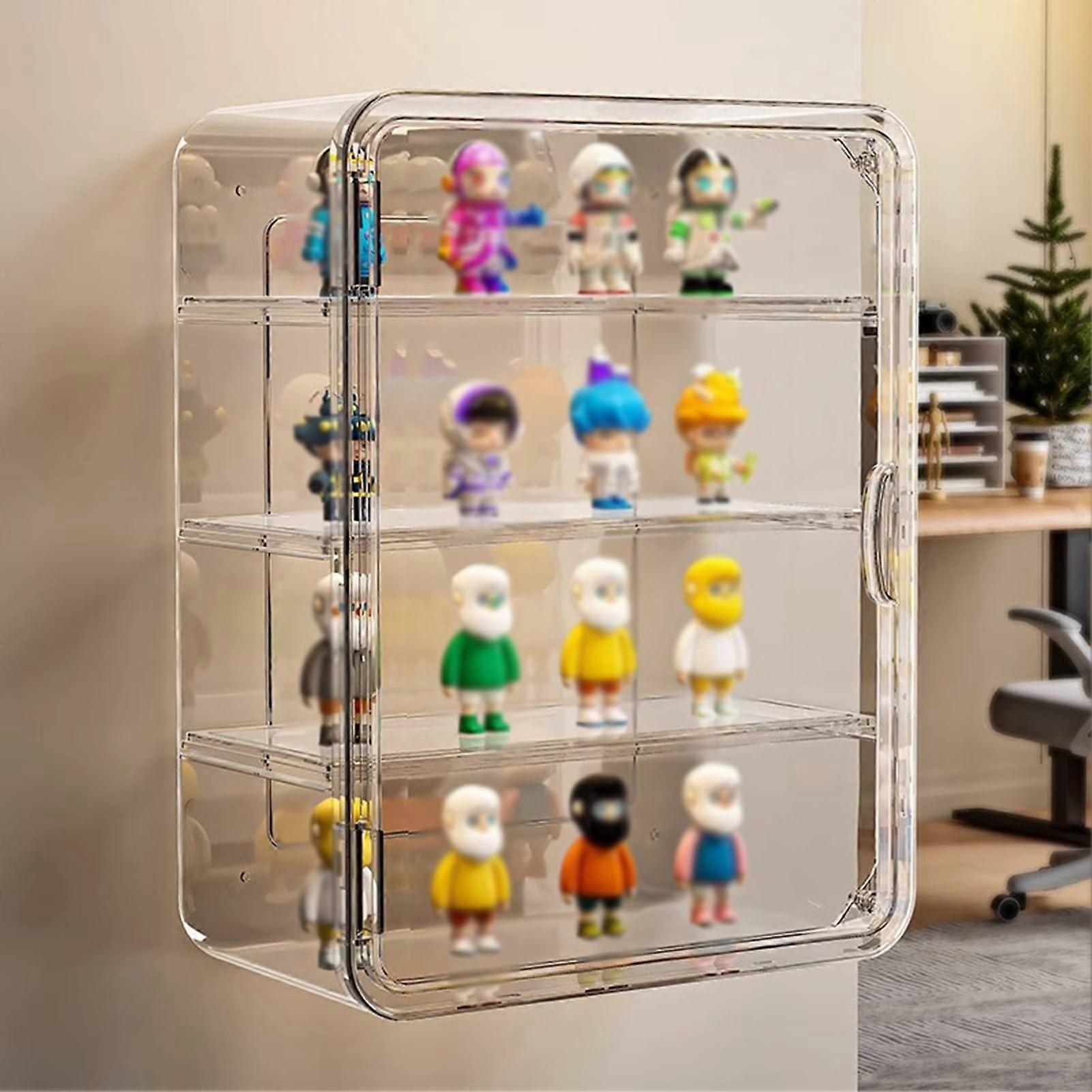 Acrylic Display Case 4Tier Wall Mount Dustproof Storage Box for Mini Figures with Magnetic Door