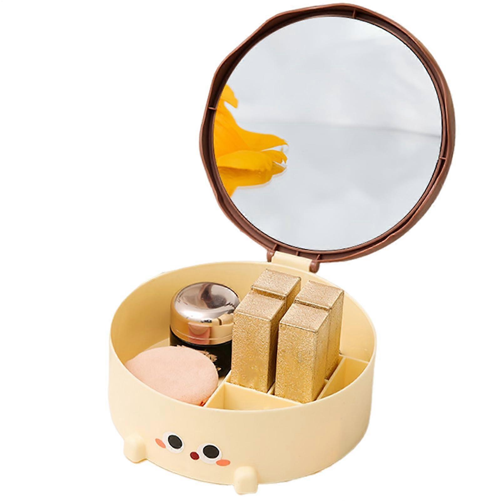 Makeup Case with Mirror, Hard Shell Travel Makeup Organizer with Lock and Builtin HD Mirror