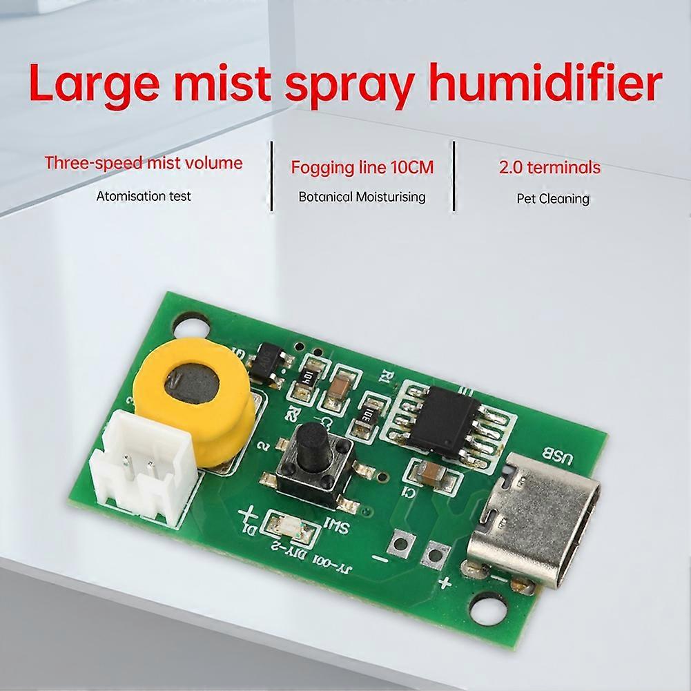 Adjustable Fog Volume Single Spray Humidifier Module Ultrasonic Atomization Control Board Type C Interface DC 5V