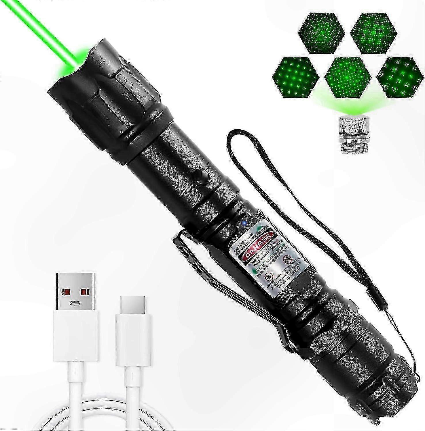 Long-Range Green Laser Pointer with Dual Flashlight Functionality