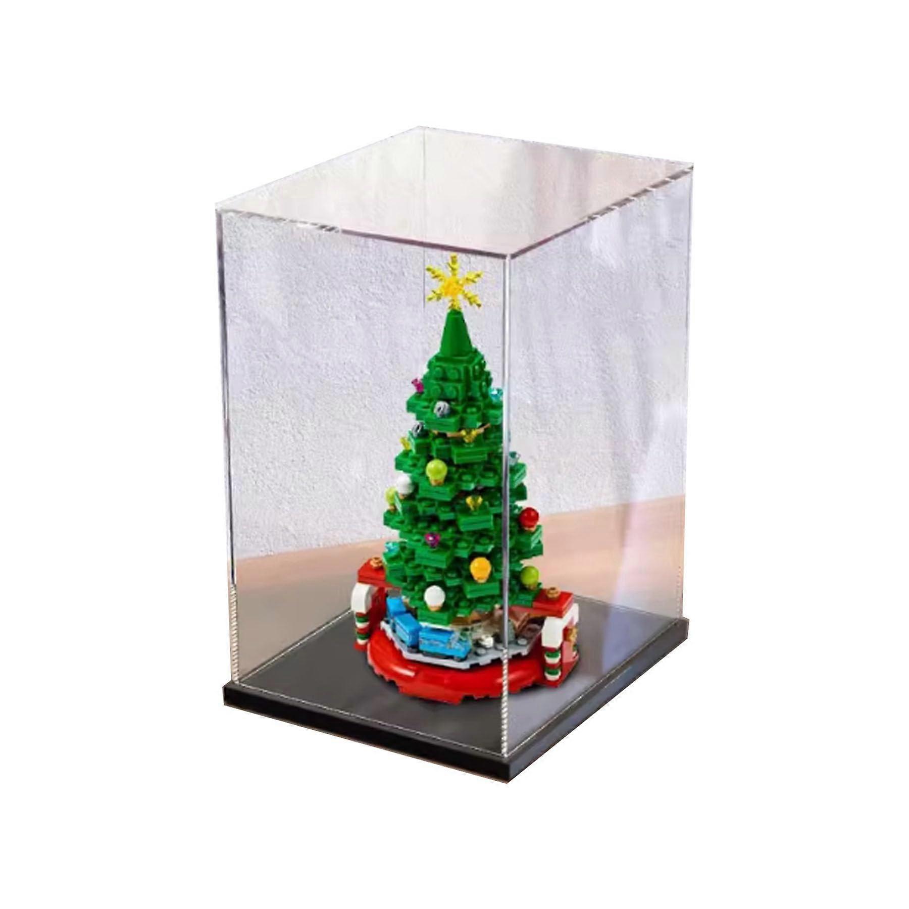 Display Case for  40338 Christmas Trees Clear Acrylic Dustproof Showcase with Stable Black Base