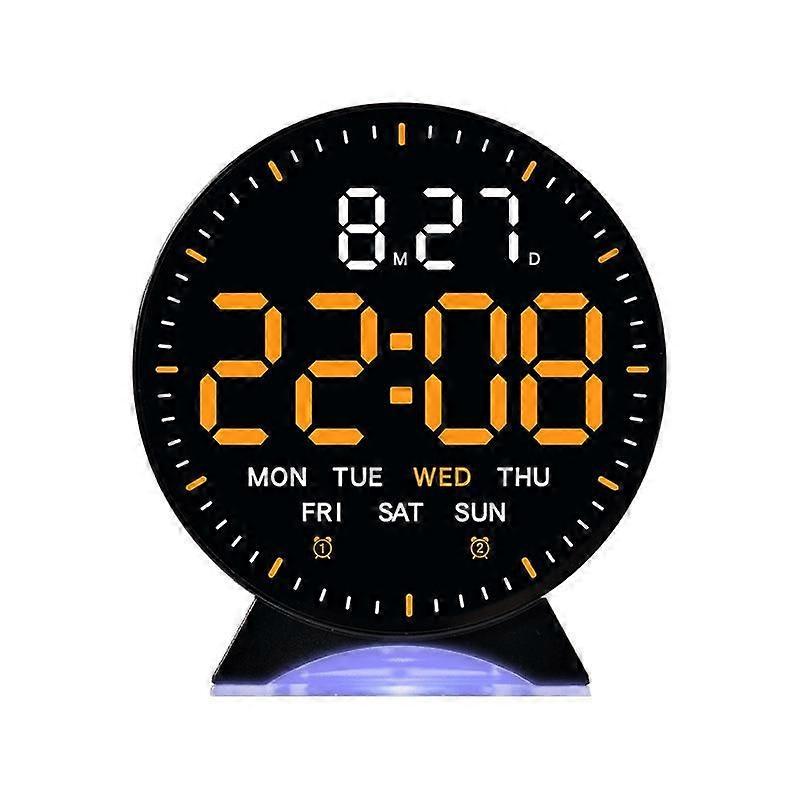 LED Multifunction Electronic Alarm Clock, Color: Black Shell Orange Light