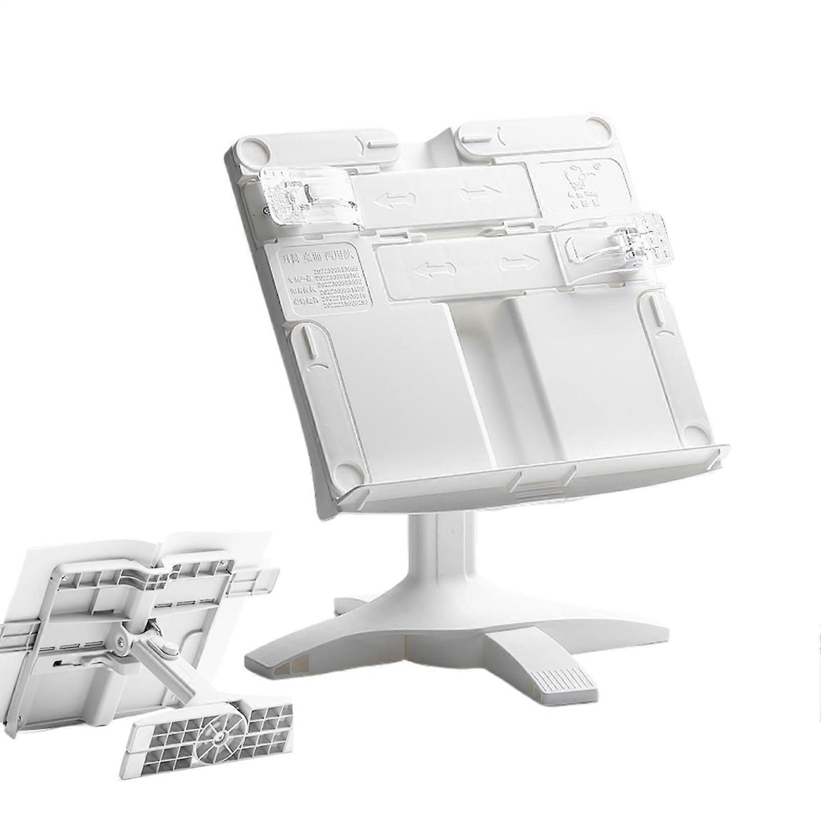 Adjustable Book Stand with Ergonomic Angle and Height for Music Sheets, Cookbooks, Tablets, White