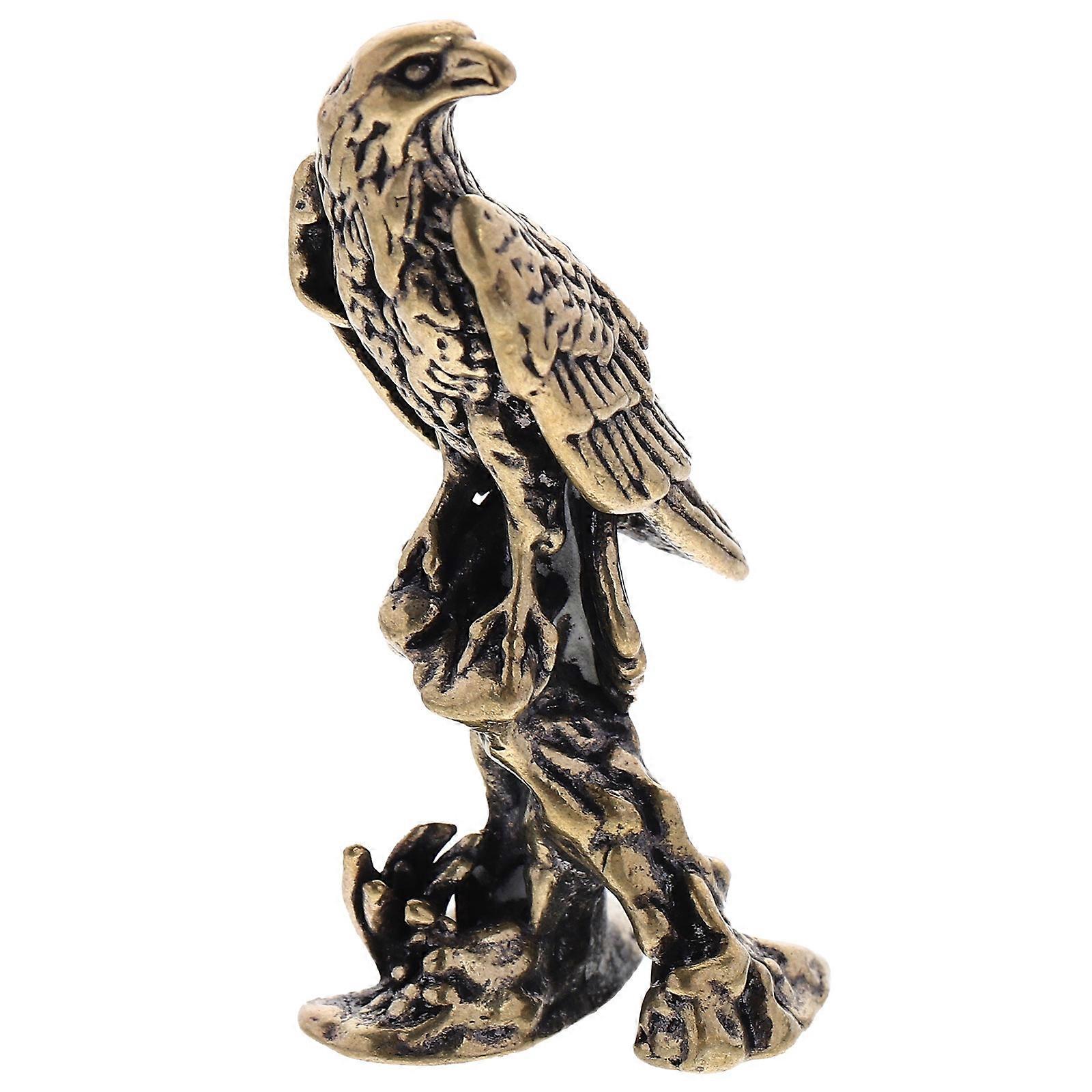Eagle Statue Brass Craft Figurine Tabletop Home Use 4x2cm Realistic Eagle Shape 1Pack