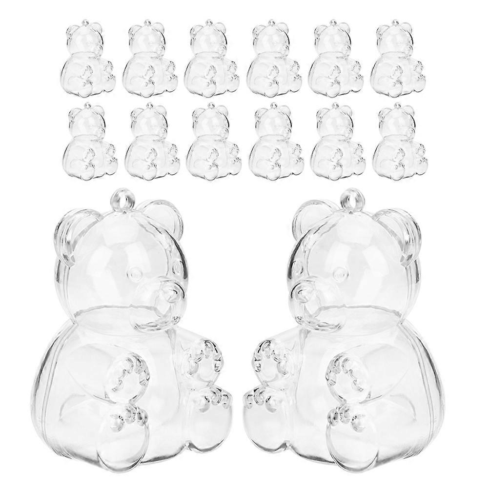 15Pcs Transparent Candy Boxes Bear Shaped for Storage Use Clear Container