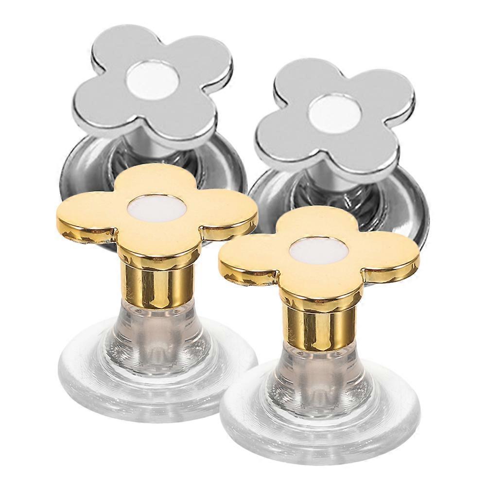 Toilet Button Handle Replacement Convenient Usage Silver Modern Bathroom Decor 4Pcs