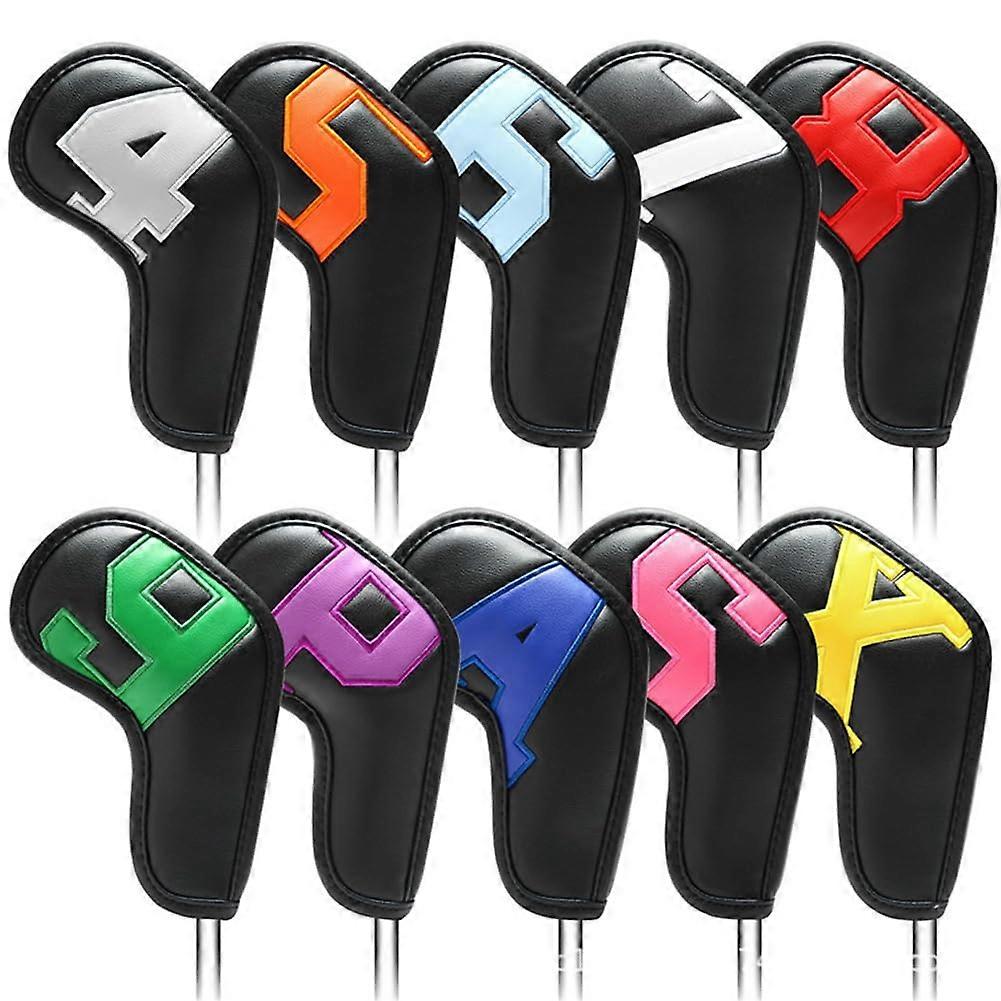 Golf Iron Head Covers PU Leather Multicolor Protective Set with Secure Nylon Closure for Irons