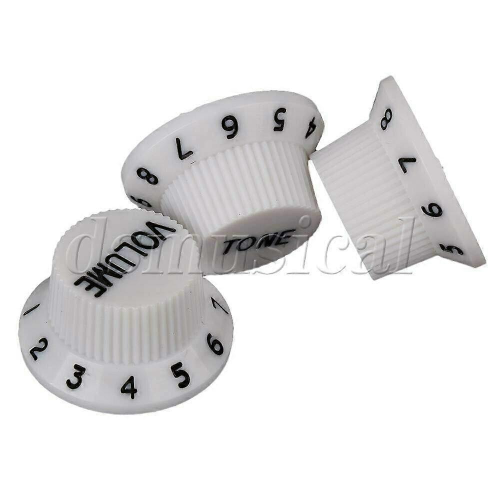 Guitar Control Knobs Set 1 Volume 2 Tone Bell Hat Black Number Scale Durable Plastic for Electric Guitar
