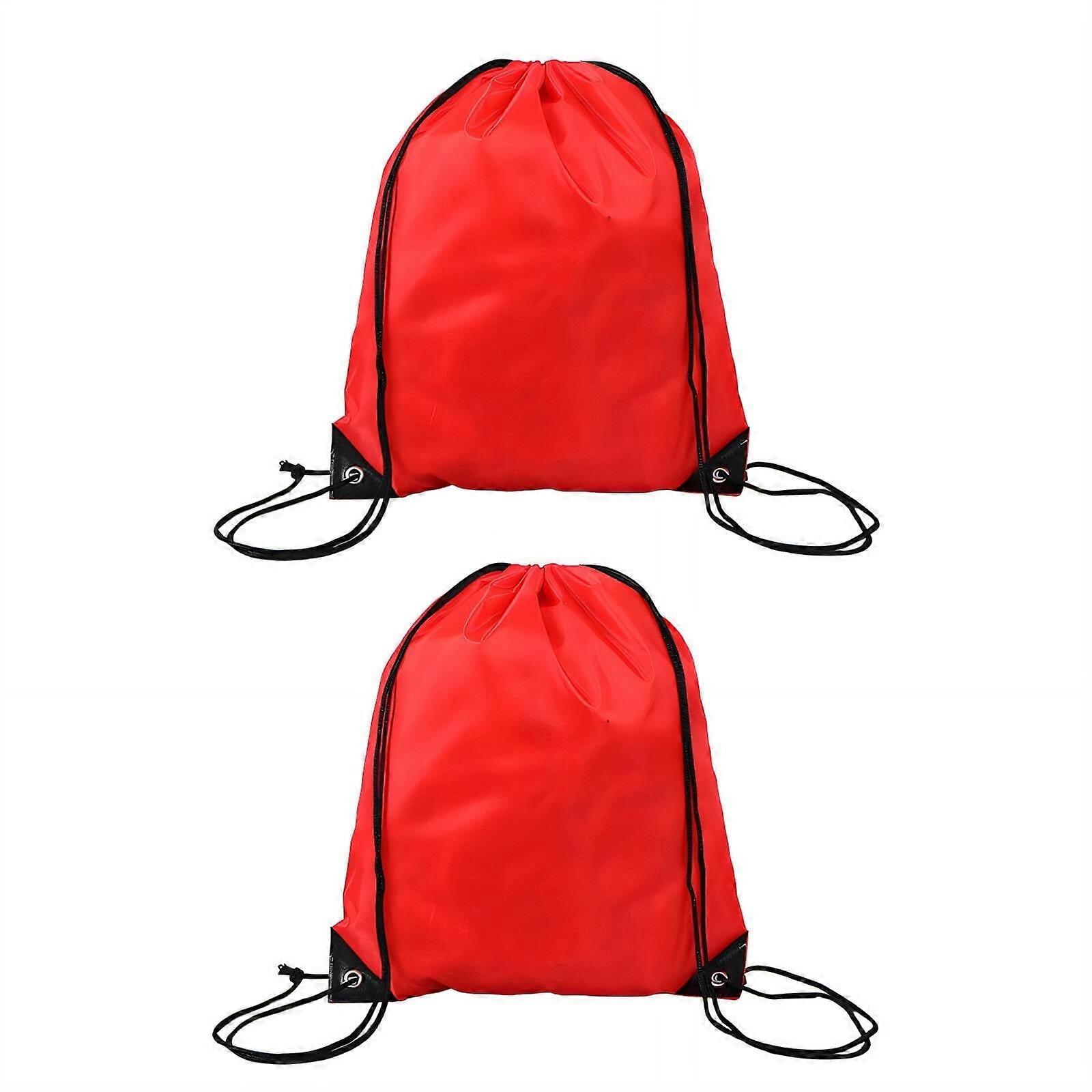 2Pcs Drawstring Backpack Wide Storage Drawstring Bags Ultra-Portable Fully Adjustable Straps Draw String Back Bag Style7 Red