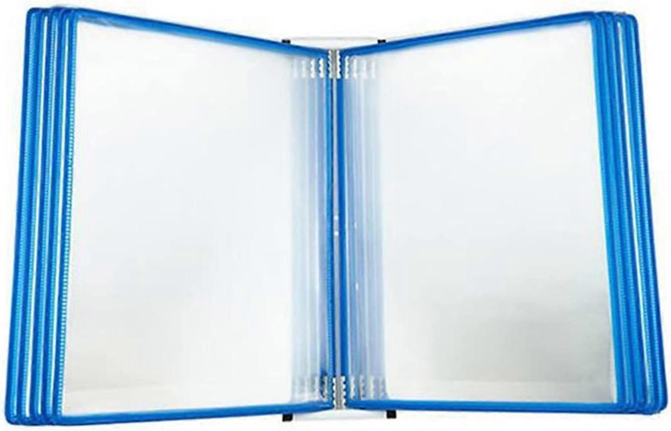 Blue Wall Mounted Flip Display Folder with 10 Double Sided Panels, Quick Flip Access, Durable Metal Support