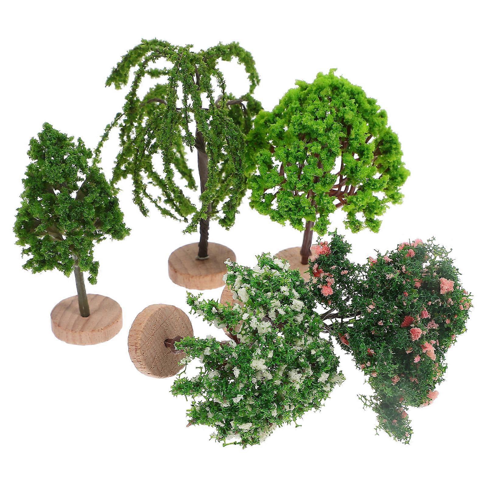 Miniature Street Trees Plastic Model for Sand Table Landscaping 5Pcs