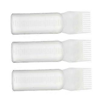 Conjunto de 3 aplicadores de tinta de cabelo com pente aplicador, na cor branca.