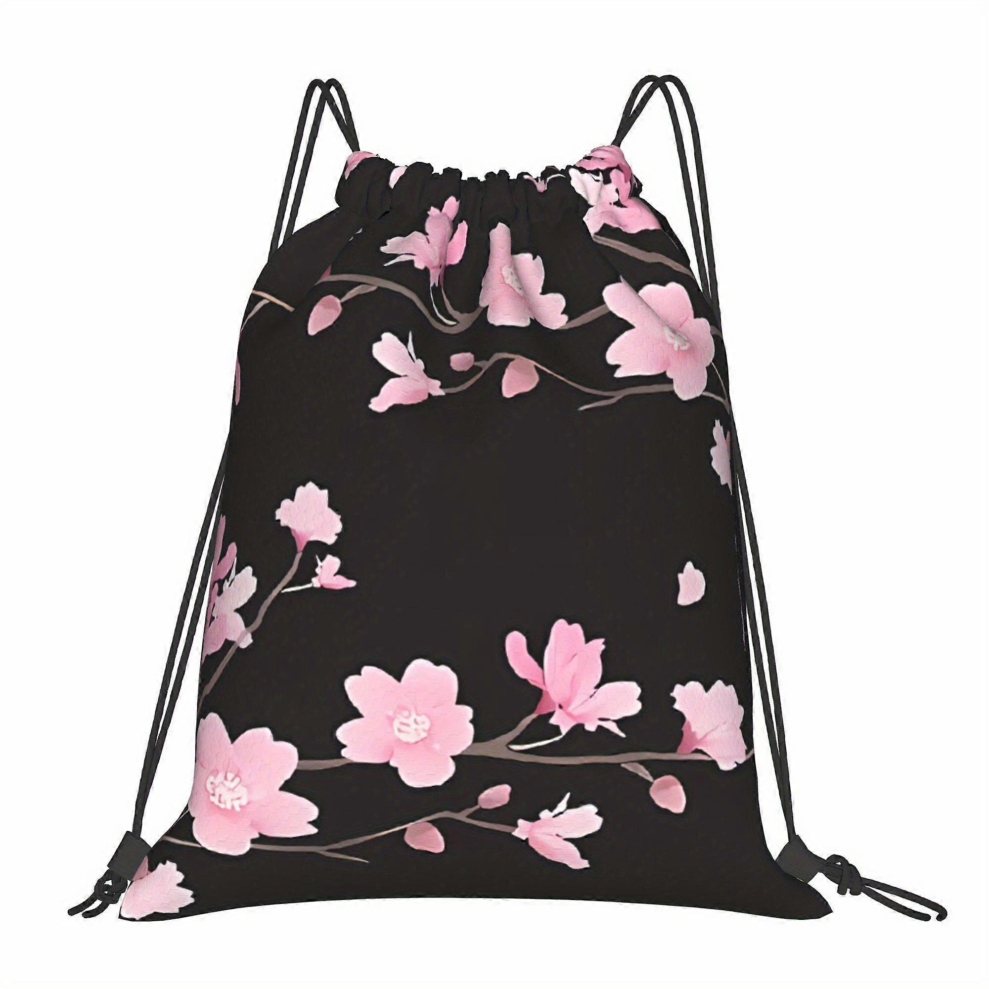 2D Flat Pull-String Bag, Flowered Pouch-Cqazw