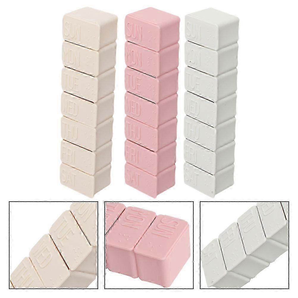 7-Grids Weekly Storage Case, Plastic, 3Pcs, Medicine & Small Items Organizer, Travel Use