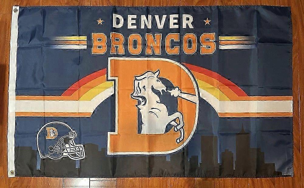 Denver Broncos Throwback Retro Stripes Logo Flagg R0174