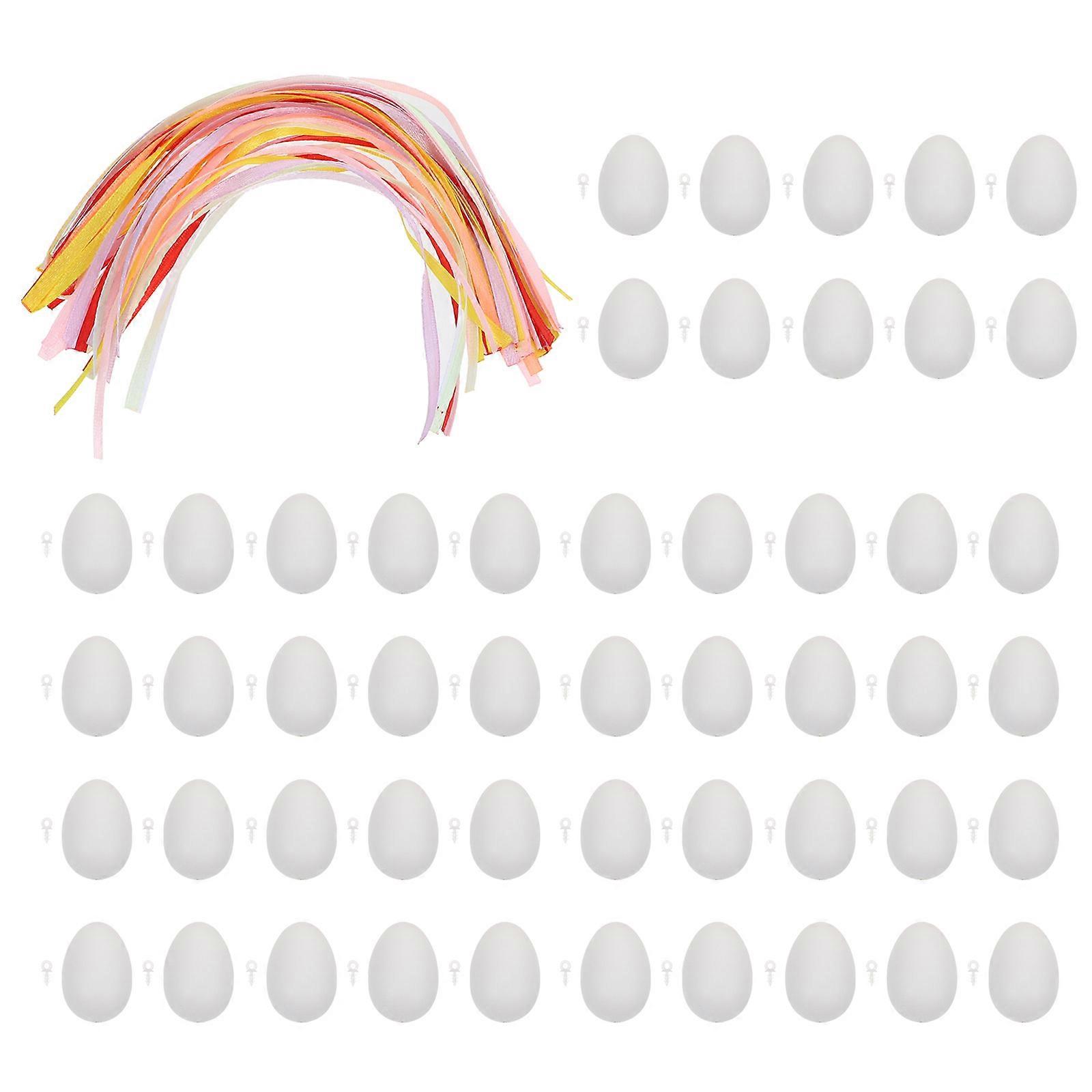 50pcs Easter Egg Decors Easter Party DIY Hand-painted Eggs Pendent Hanging Decor