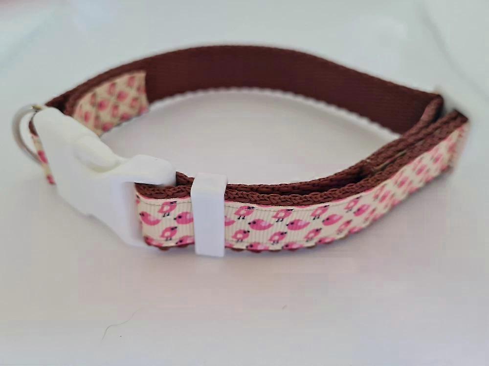 Bird print adjustable dog collar medium size