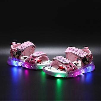 2024 Zomer Nieuwe Mode Leuke Led Lichtgevende Schoenen Verlichten Cartoon Meisjes Sandalen