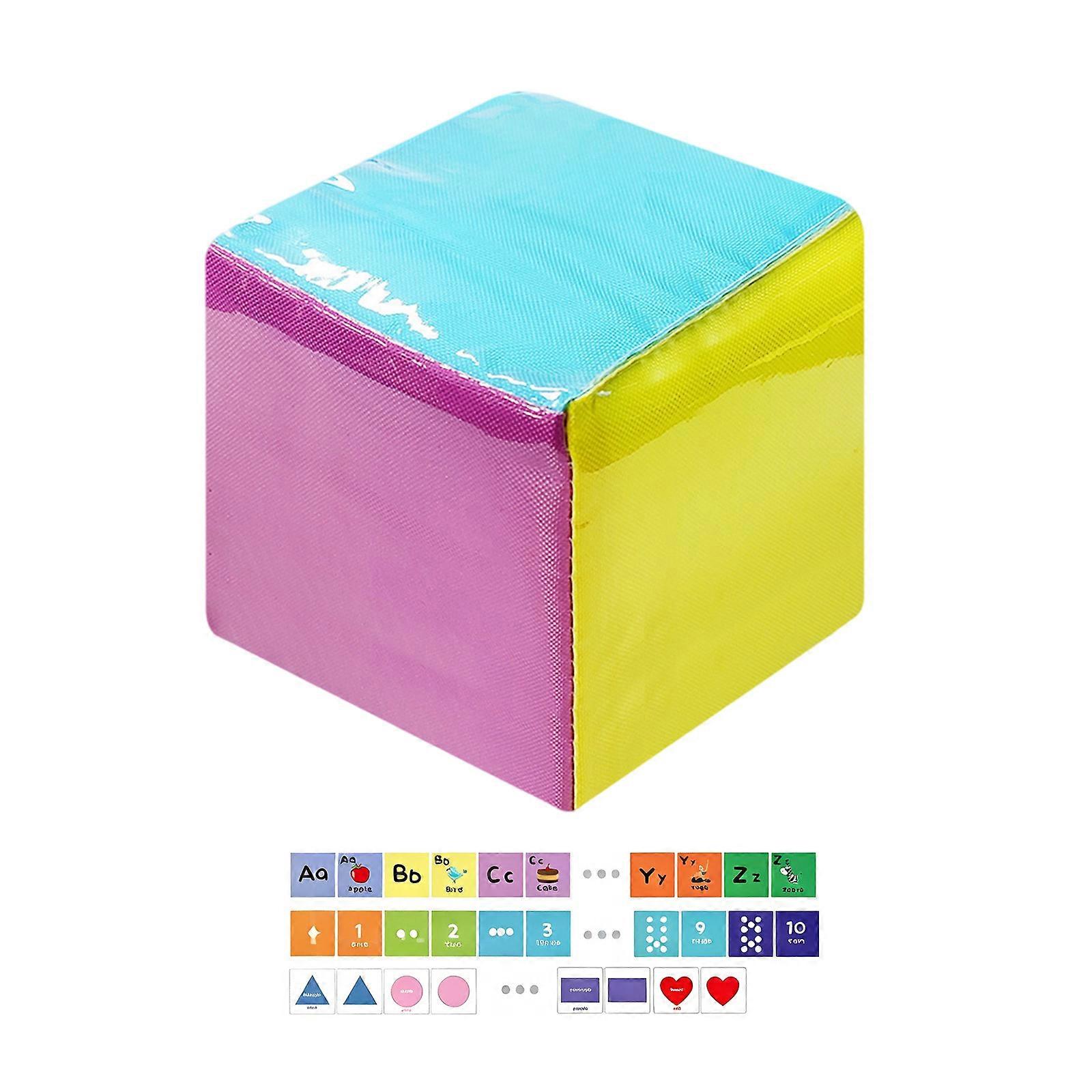 Interactive Learning Dices With Insertable Cards For Education Durable PVC Material Teaching Tool For Kids Multicolor