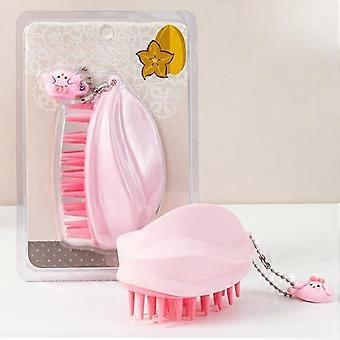 Cute Portable Scalp Massage Hair Brush, Silicone Detangling Comb for Wet & Dry Hair, Travel Hair Brush with Cartoon Charm