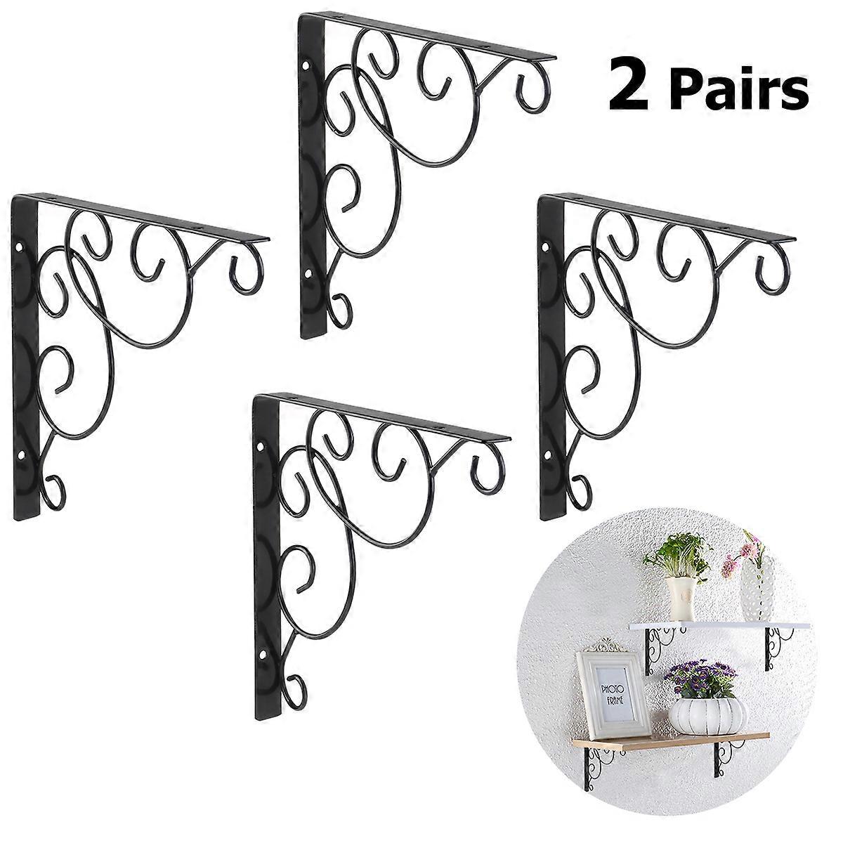 Bookrack Bracket Floral Pattern Wall Mounted Support for Calpboard 3Pcs