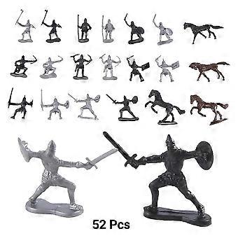 52 Pcs/Bag Medieval Cavalry War Horse Soldier Model Roman Soldier Ancient Medieval Warrior Model Action Figures Toys