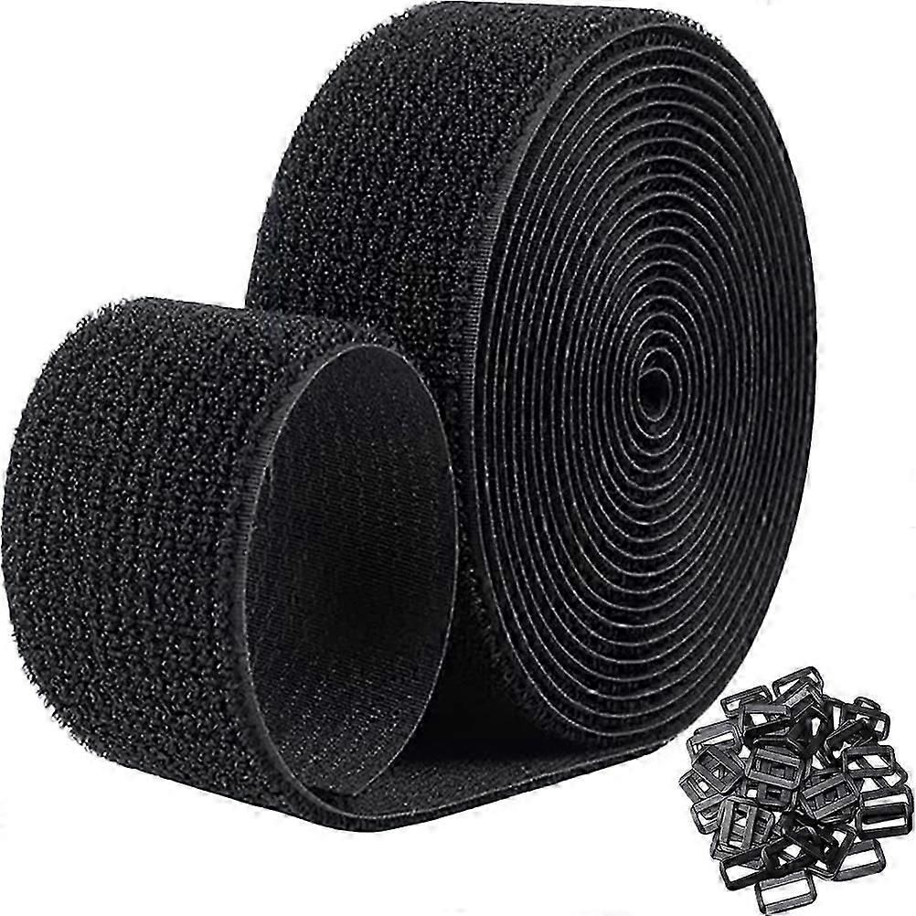 Nylon Hook and Loop Cable Strap, Adjustable Reusable Tie, 12.5m Roll with 60 Buckles for Cable Management and Organizing