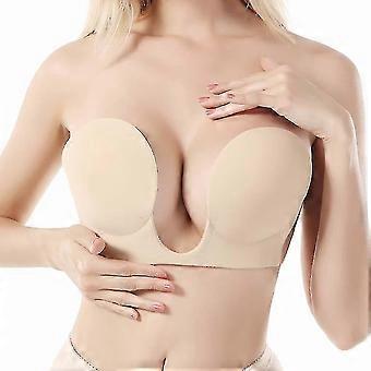 Self Adhesive Invisible Strapless Bra, Backless Push Up U Plunge Stick On Bra, Reusable for Plunging Dresses, Size A-D