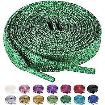 2 Pairs Flat Glitter Shiny Metallic Shoe Laces, Colorful Sequin Shoelaces 1.2m