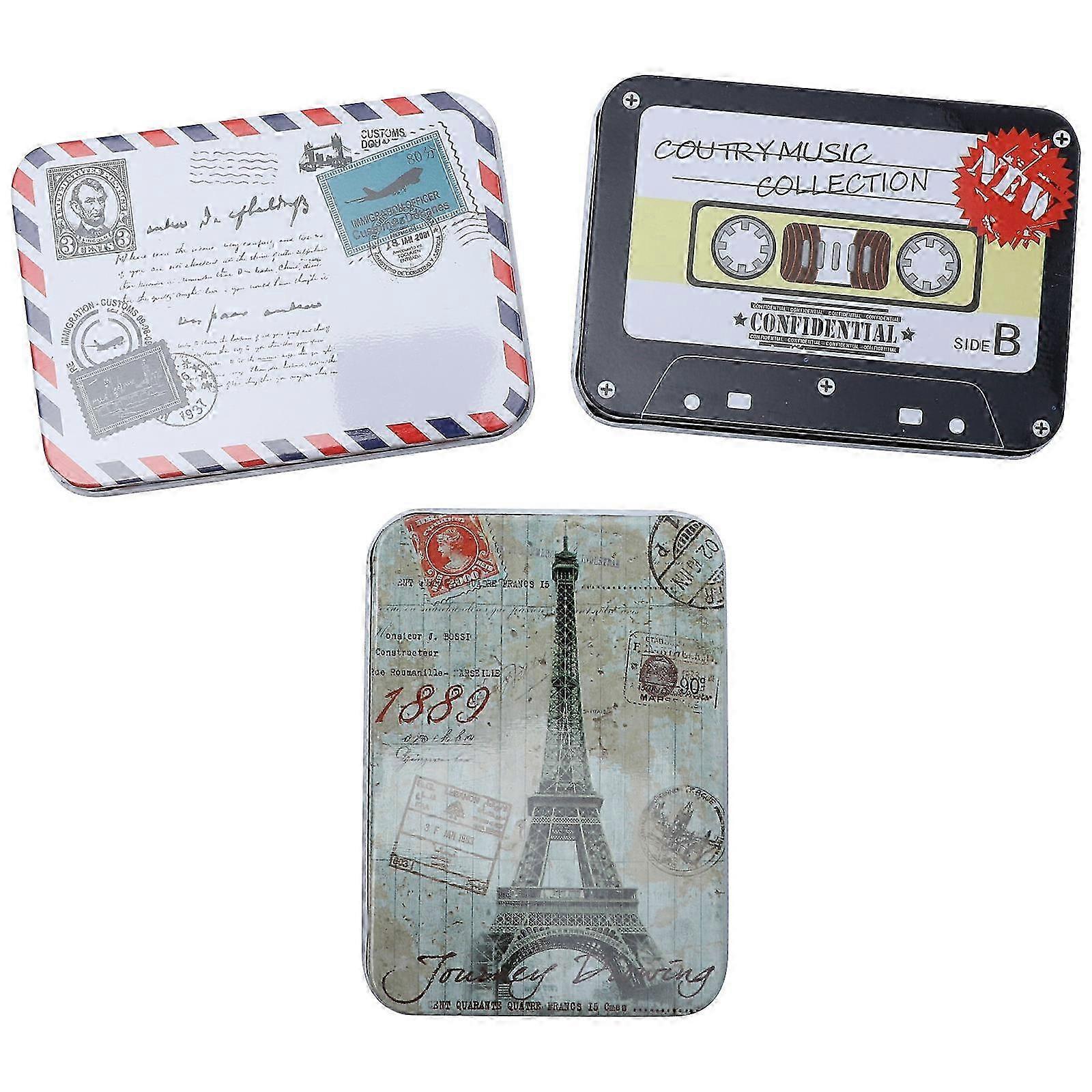Creative Container for Storage Use 3Pcs Tinplate Case