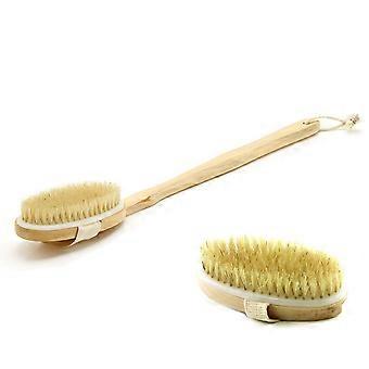 Body Brush with Natural Boar Bristles, Removable Long Handle for Deep Exfoliation and Gentle Skin Cleaning