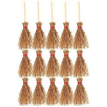 15Pcs Casa de Bonecas Vassouras Mini Vassoura Ornamentos Micro Decoração Paisagística