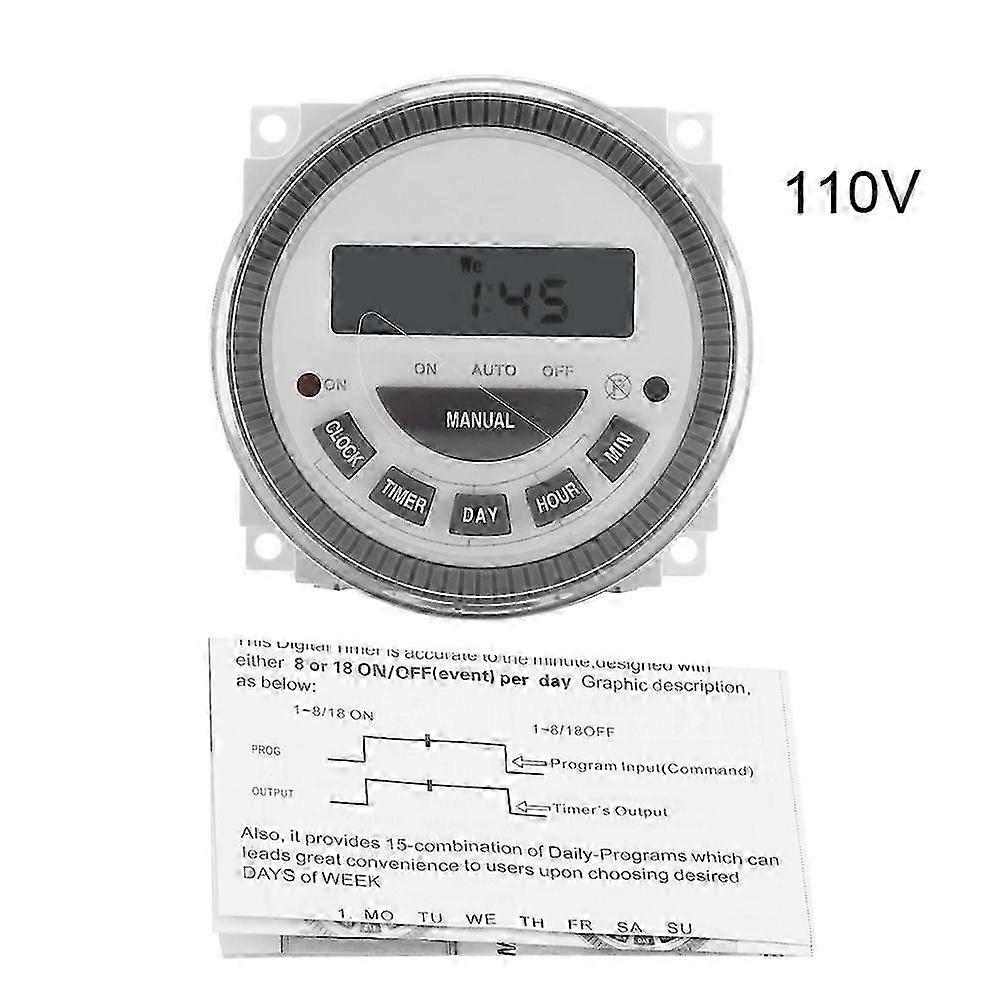 Digital Timer Switch 16A 7 Days Weekly Programmable Time Relay with Dust Cover for Automatic Power Control