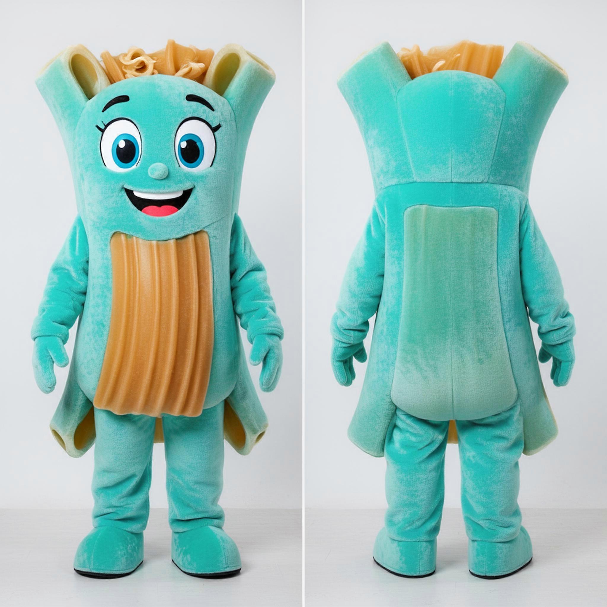 MASTICOT Turquoise Smiling Pesto Pasta Mascot