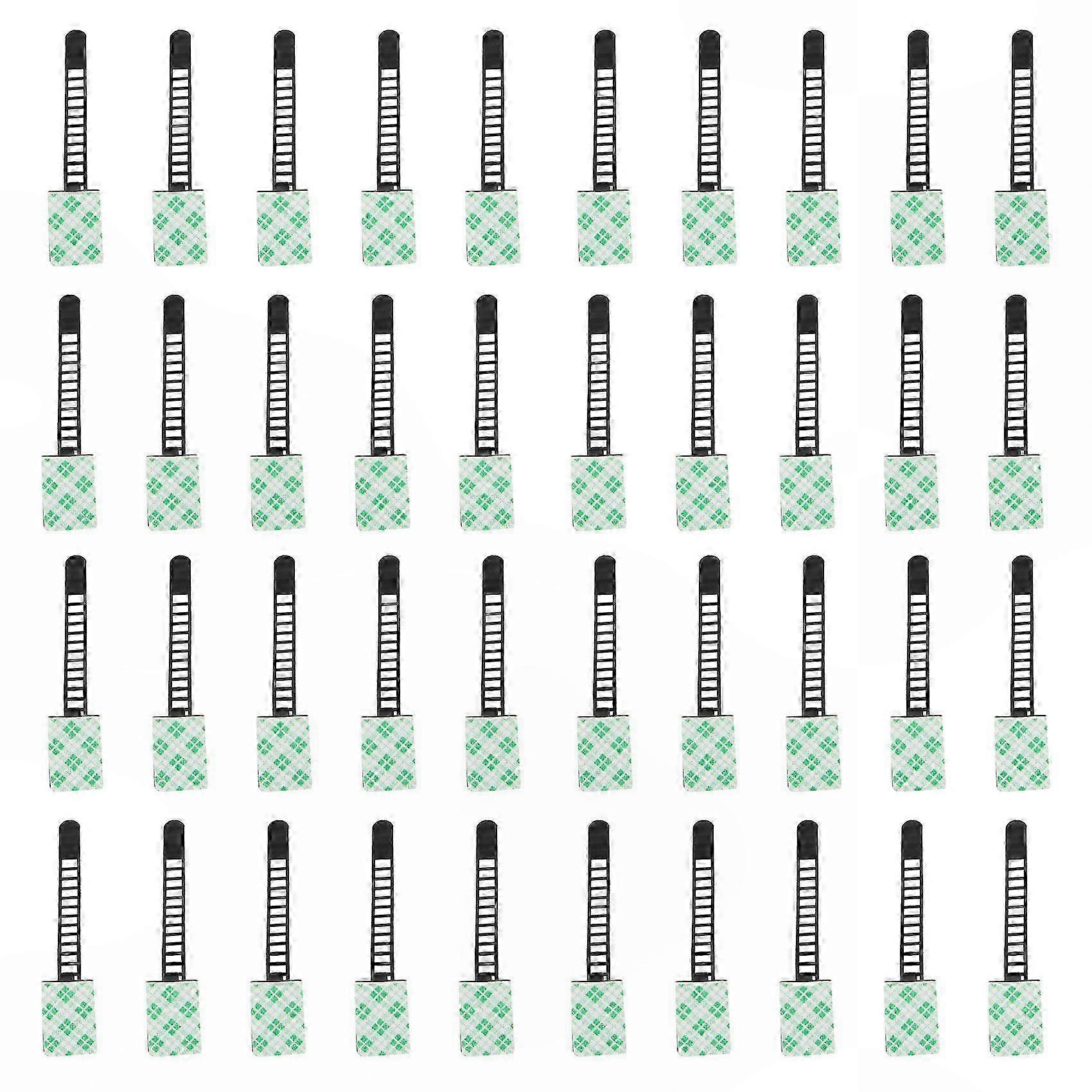 40 Pcs Black Plastic Self-Adhesive Adjustable Cable Ties Cable Clips