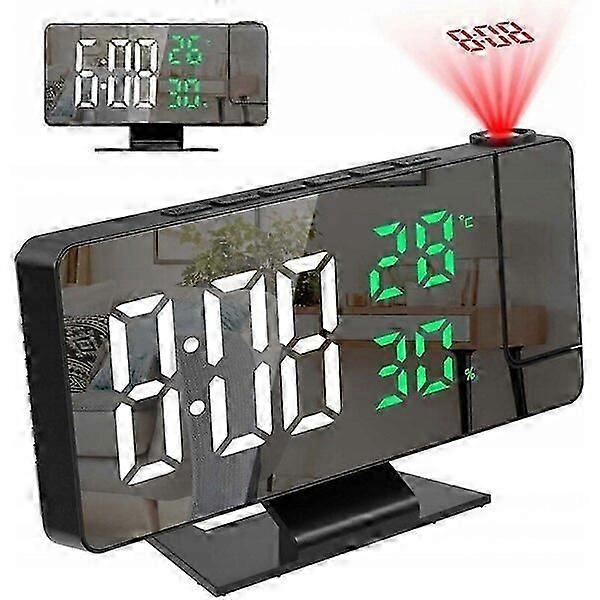 Desktop clock projector, 18.5x8cm, with built-in temperature sensor for automatic dimming