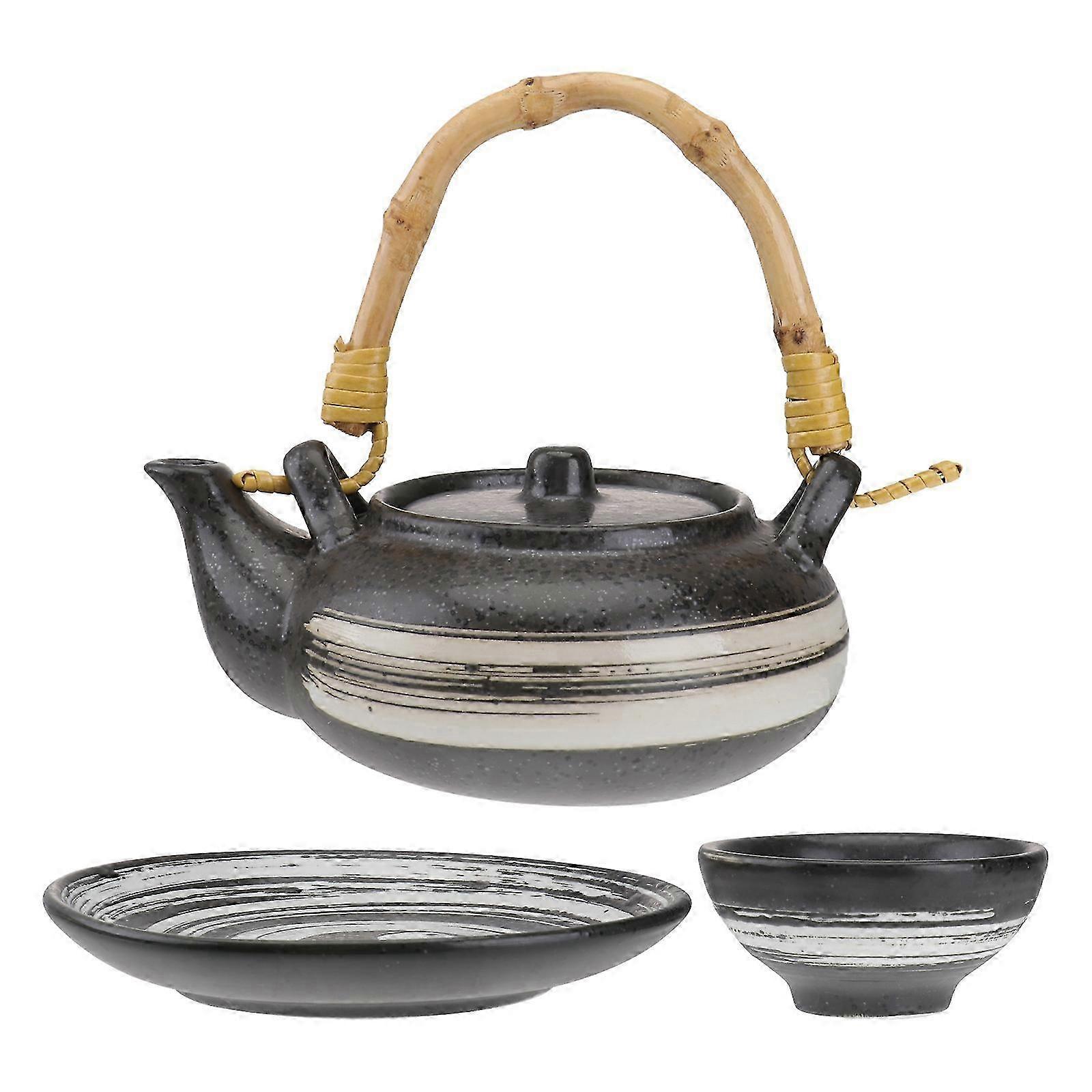 Retro Ceramic Tea Set with Plate