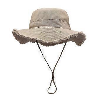 Outdoor Frayed Edge Bucket Hat Summer Sunproof Fisherman Cap for Adults - Multiple Colors Olive Green