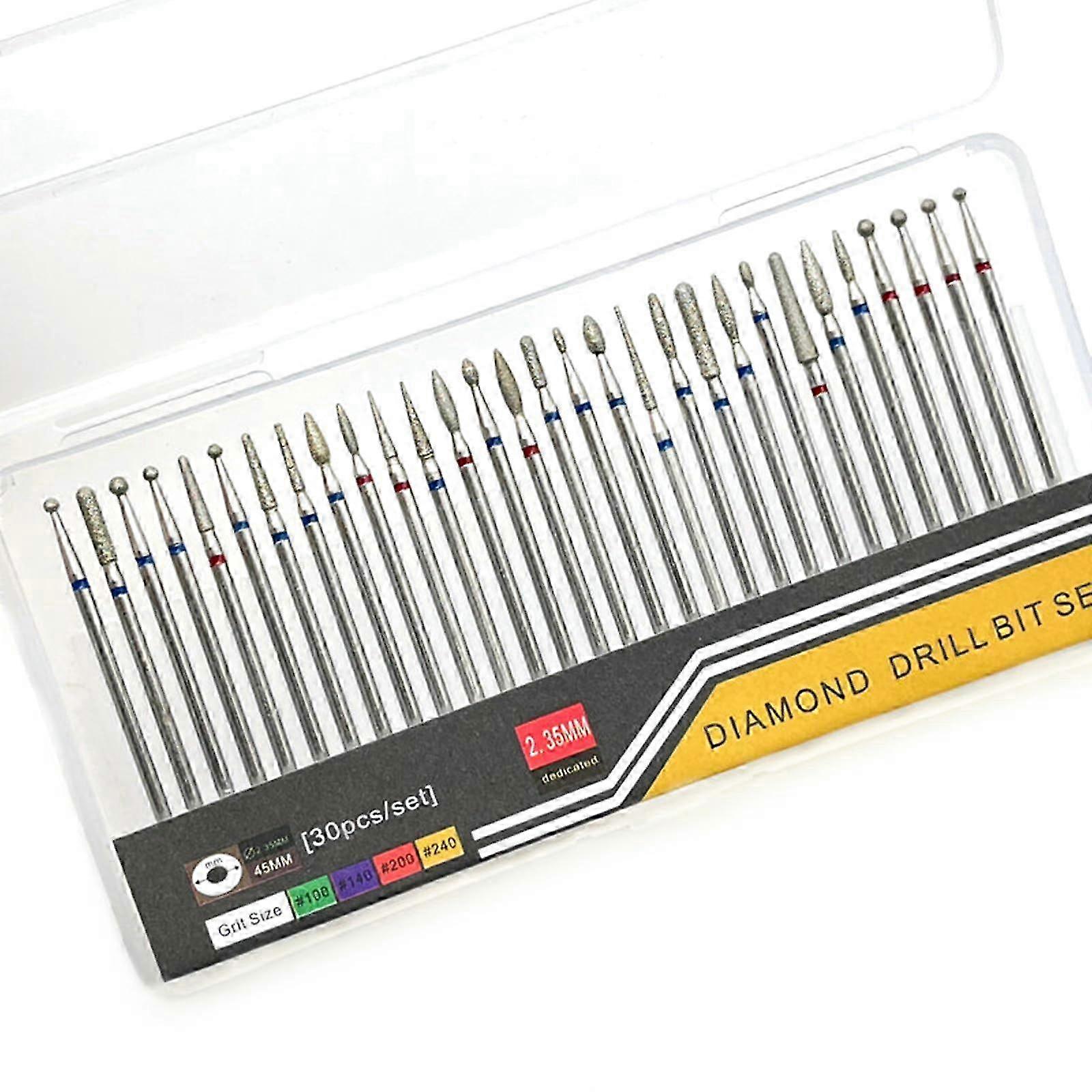 30pcs Nail Drill Bits Set Steel Stone