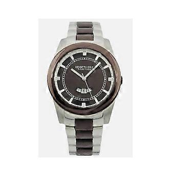 Kenneth Cole Mens Watch Silver Brown Date Luminous Quartz RRP £149 UK