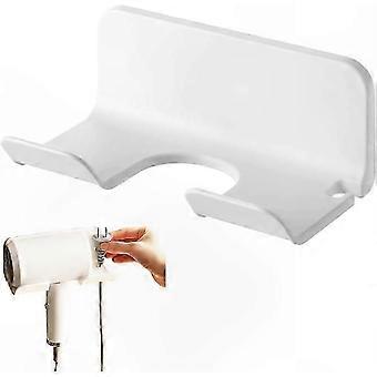 Wall-Mounted Silicone Hair Dryer Holder, Self-Adhesive Stand compatible with Most Models, White