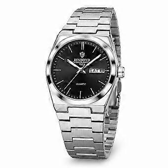 Women's Square Ultra-Thin Quartz Watch Silver Steel Black Dial Dual Calendar Fashion Business Youth Student Trendy JY