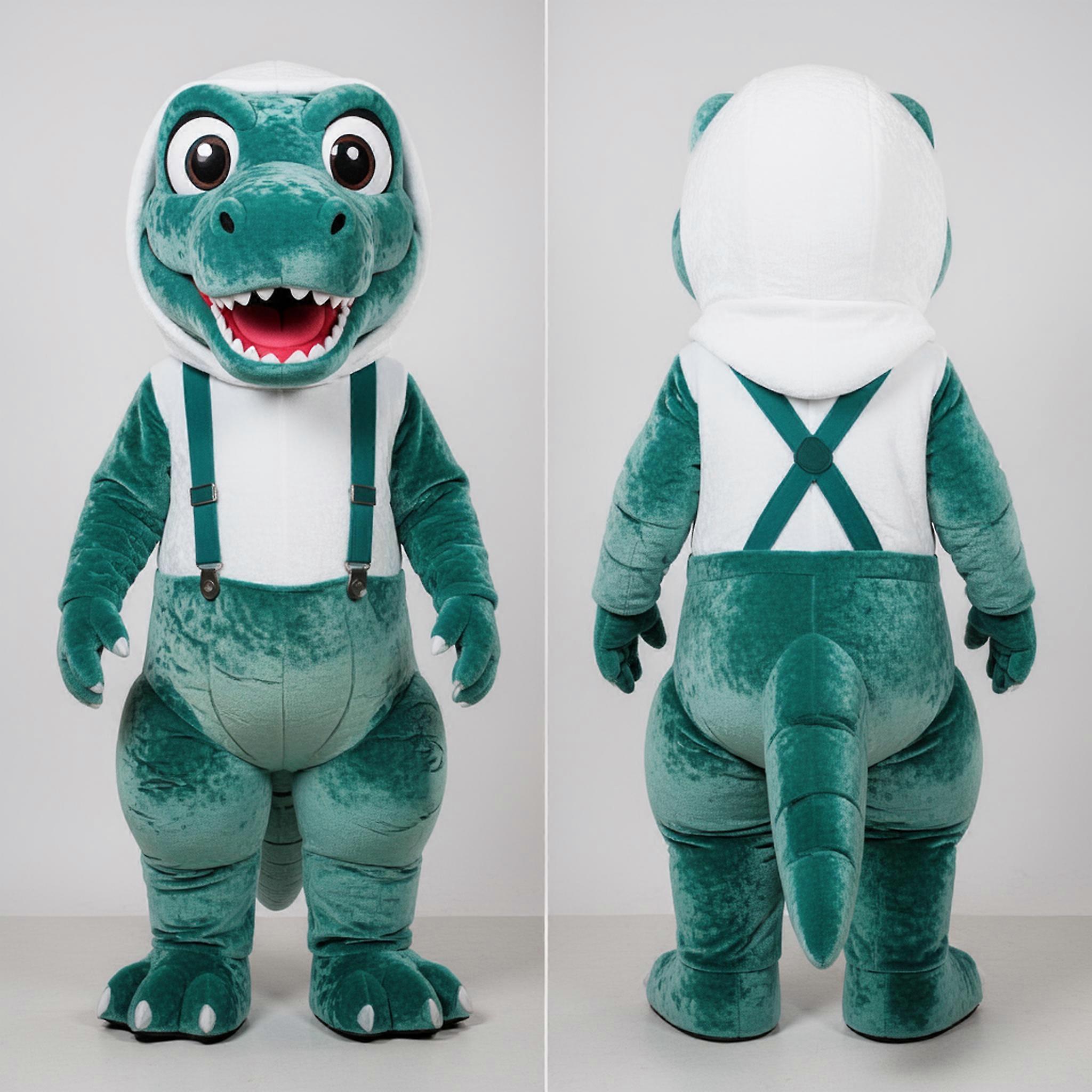 MASTICOT Teal White Expressive Allosaurus Mascot
