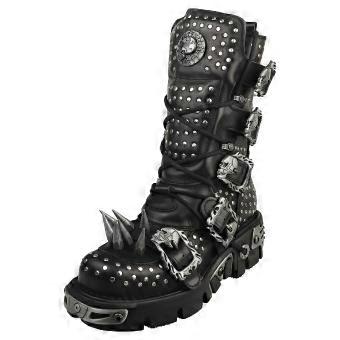 New Rock Boot Metallic M-1535-s1 Unisex Platform Boots in Black Silver