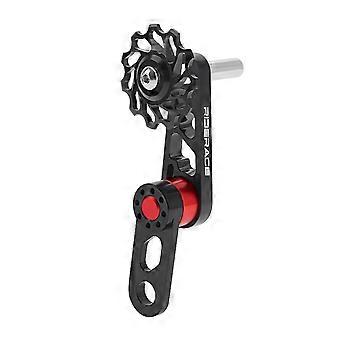 Chain tensioner for bicycles, adjustable aluminum chain guide for single-speed and folding bikes.
