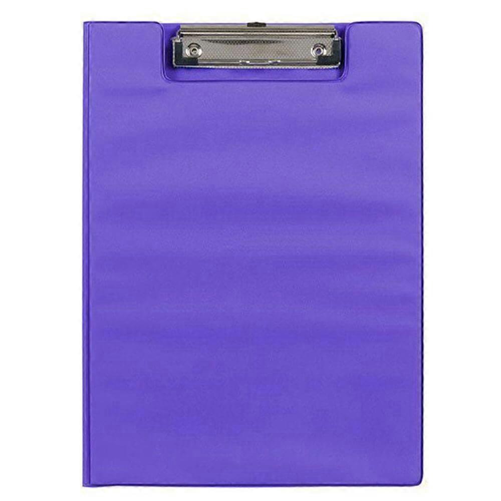 PURPLE Marbig Plastic Clipfolder A4 Fitted Wire Type Clip Pocket Inside Front
