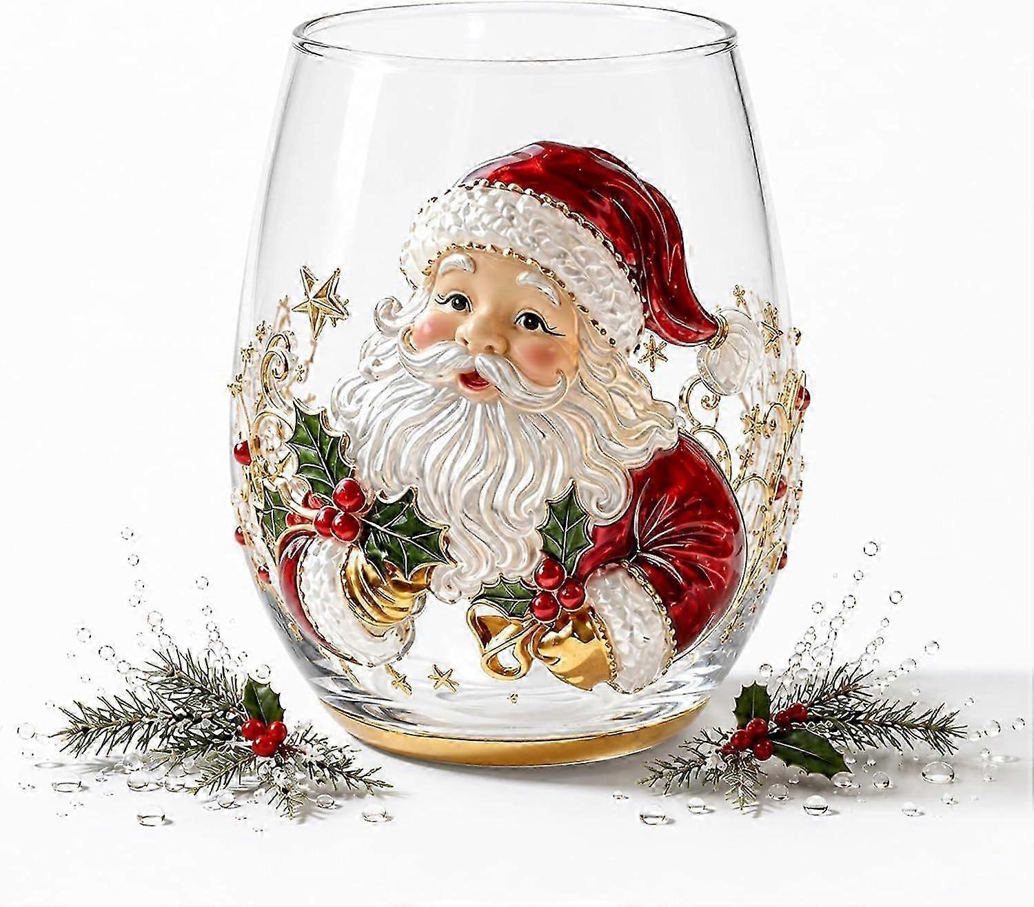 Santa Holiday Stemless Glass